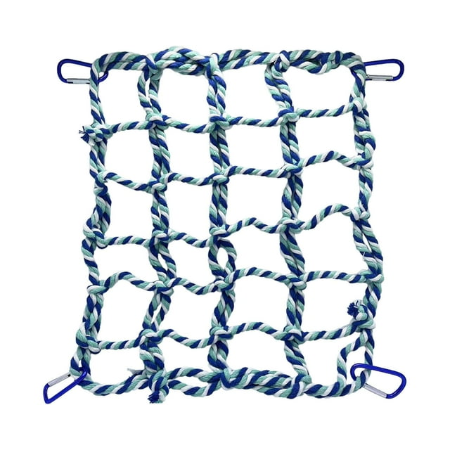 ZLight Pet Hanging Hammock Play Rat Toy Net Rope Bird for Cockatoo Parrot Cockatiel green blue 32x25cm