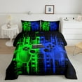 thumbnail image 3 of Feelyou Neon Game Console Bedding Comforter Set for Kids, Green Blue Square Abstract Twin Comforter Sets, Video Game Controller Reversible Bedding Set, Microfiber Bedroom Decor, 2 Pieces, 3 of 9