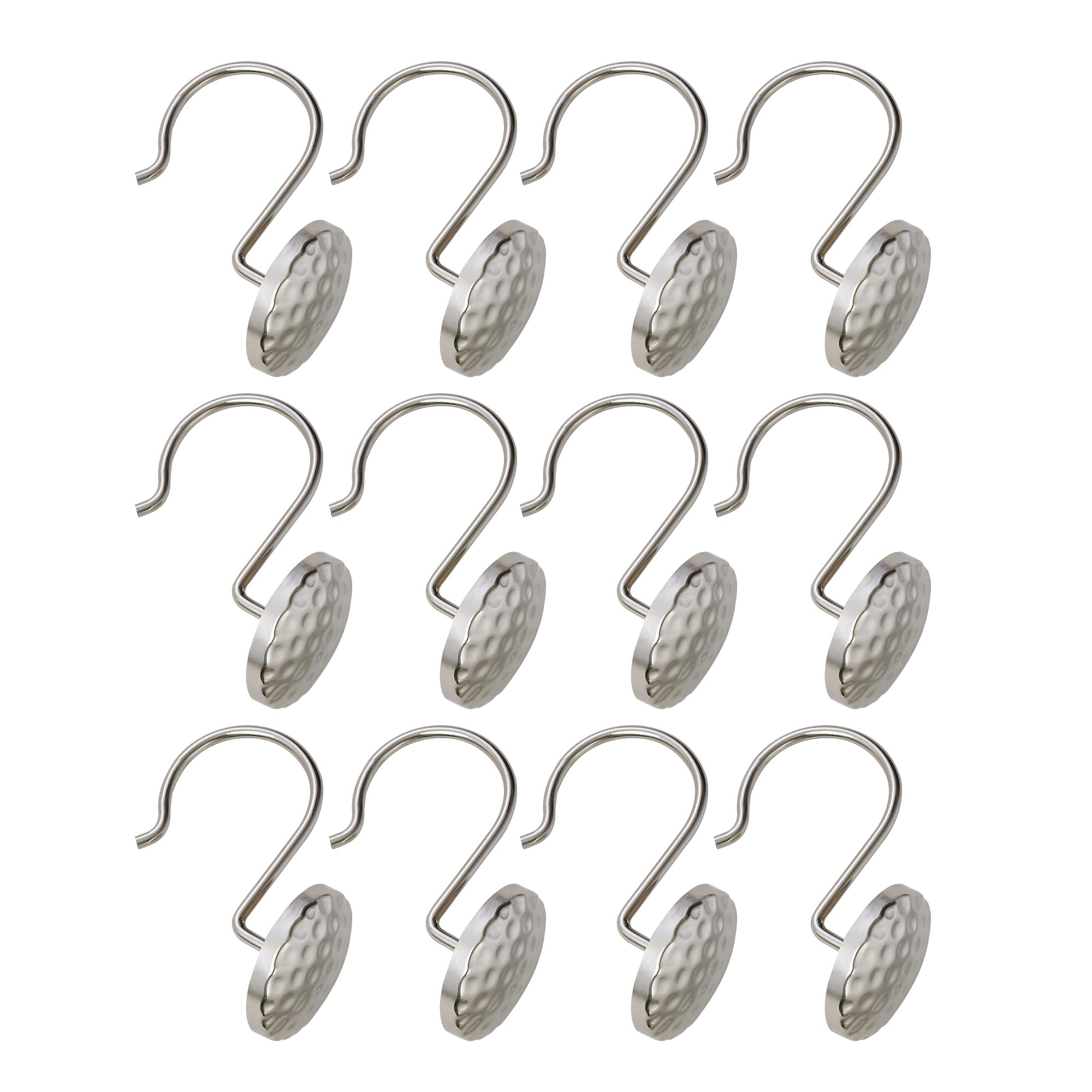 Utopia Alley Shower Rings Hooks, Shower Curtain Rings Hooks for Bathroom, Rust Resistant Shower Curtain Hooks Rings, Set of 12, Brushed Nickel