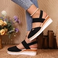 thumbnail image 4 of Pandaie Women's Platform Wedge Sandals Closed Toe Espadrille Summer Dressy Walking Shoes Elastic Ankle Strap Slingback Beach Sandals Black Size 8.5, 4 of 8