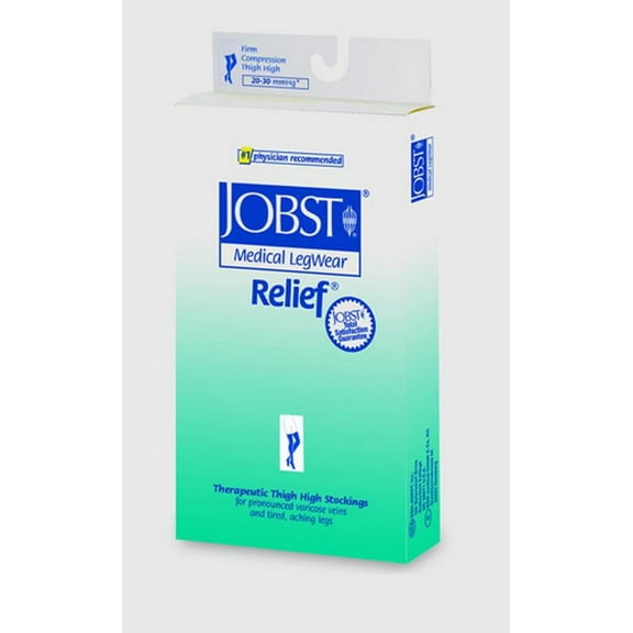 JOBST Relief 20-30 mmHg Closed Toe Thigh High Support Sock, Beige, Medium, 1 Pair