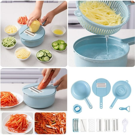 

12 IN 1 Function Food Chopper Kitchen Functional Vegetable Cutter Egg White Separator Slicer Household Wheat Straw Wiper Grater