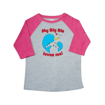 

Inktastic My Big Sis Loves Me Narwhal Family Gift Toddler Boy or Toddler Girl T-Shirt