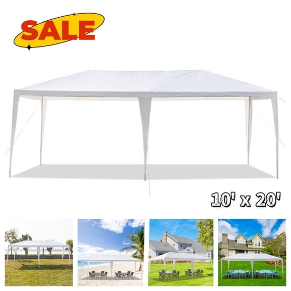 Hassch 10x20ft Outdoor Waterproof Gazebo Canopy Tent, Sunshelter for Party, BBQ, Wedding, White