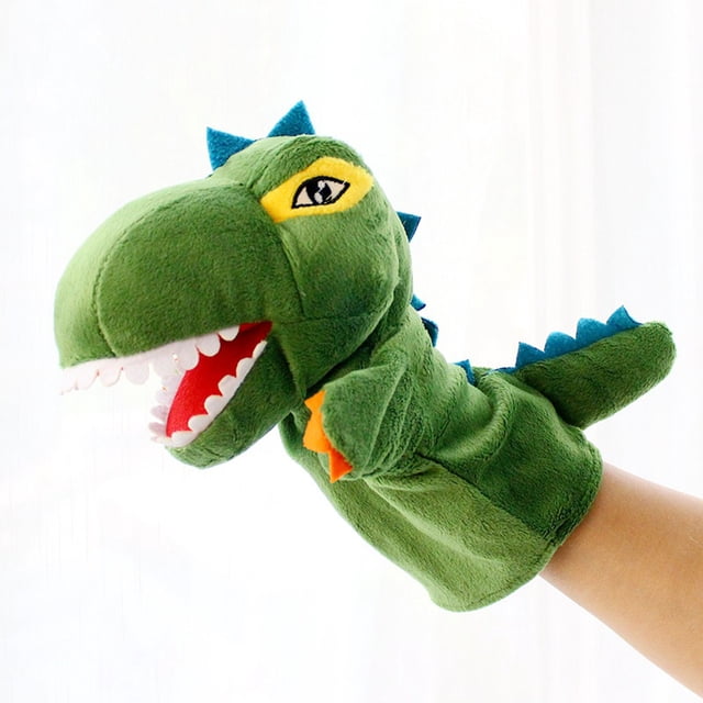 Marionetas de mano suaves de peluche de dinosaurio de dibujos animados, juguetes de peluche suaves de dinosaurio de dibujos animados para niños, juguetes