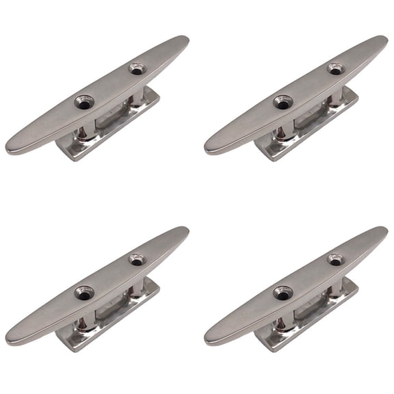 4X 316 Stainless Steel Polished Combo Mooring Cleat 2 Hole Hardware Boat Cleats for Marine Boat Deck Rope Tie Yacht