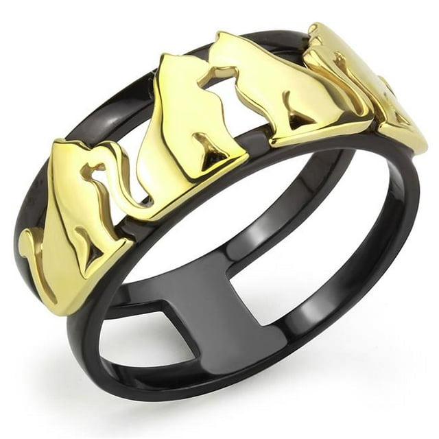 Alamode TK3609-9 Bague en Acier Inoxydable IP Or & IP Noir Sans Pierre - Taille 9