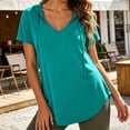 thumbnail image 5 of Ayfxijin Women's Hooded Short Sleeve Top, Summer Solid Color V-Neck Casual T-Shirt, 5 of 8