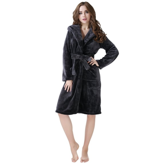 Richie House Women's Fleece Robe with Hood RHWS2233