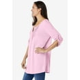 thumbnail image 3 of Woman Within Plus Size 7-Day Three-Quarter Sleeve Pintucked Henley Tunic, 3 of 5