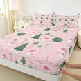 thumbnail image 4 of Feelyou Christmas Tree Kids Twin Sheet Sets, Funny Xmas Snowman Twin Fitted Sheet, Pink Snowflake Print Flat Sheet, Breathable Home Decor, 3 Pieces, 4 of 8