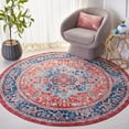 thumbnail image 2 of SAFAVIEH Riviera Vasil Medallion Polyester Machine Washable Area Rug, Navy/Red, 6'7" x 6'7" Round, 2 of 8