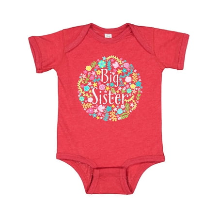 

Inktastic Big Sister with Flower Circle Gift Baby Boy or Baby Girl Bodysuit