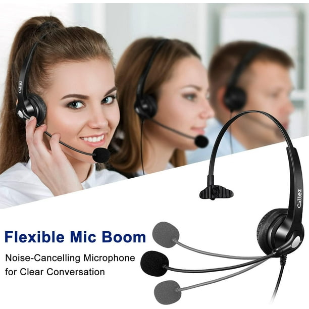 2.5mm Jack Phone Headset with Microphone Noise Cancelling Office