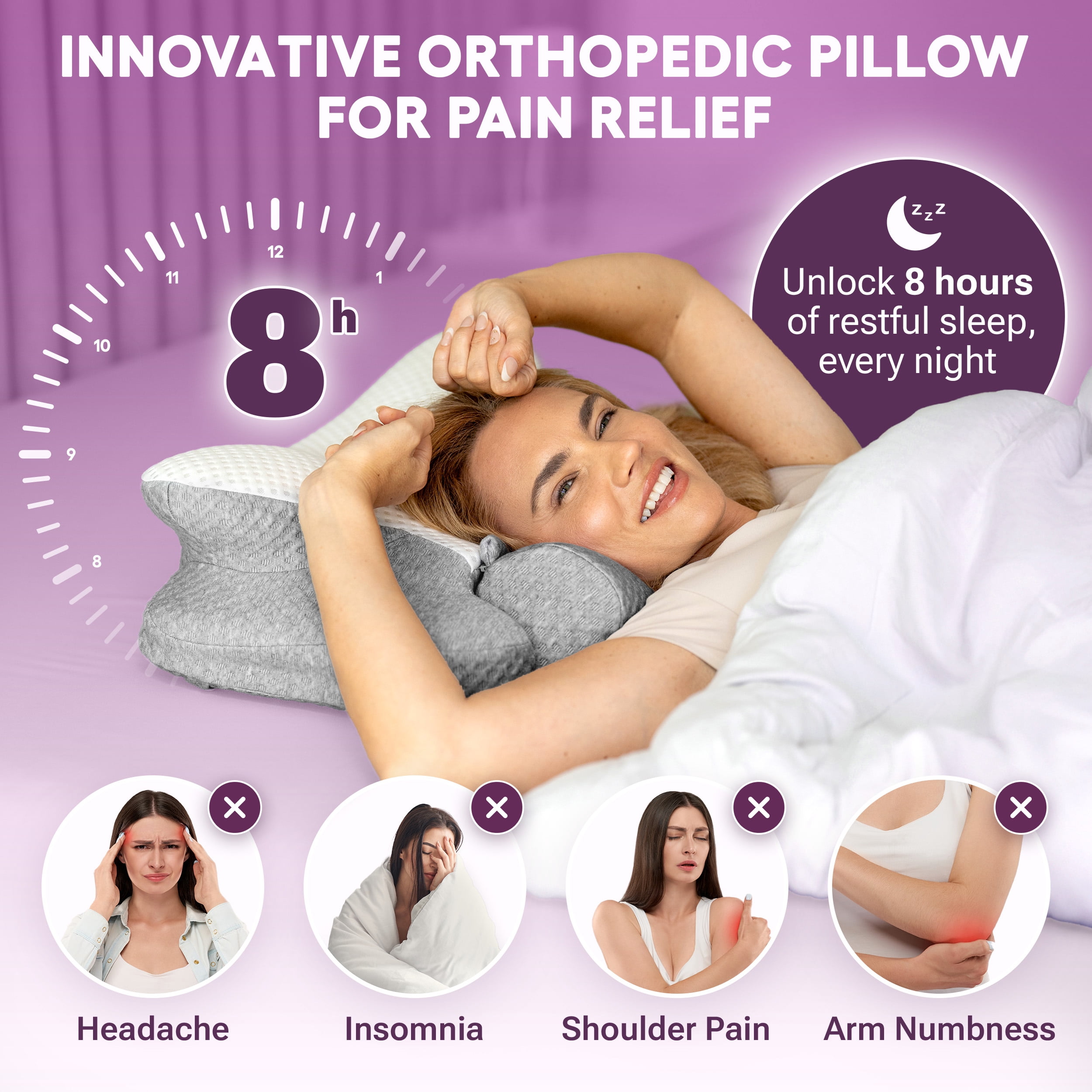 ThetaDream 3-in-1 Orthopedic Pillow, Cervical Neck Pillow for Sleeping, Adjustable Height Memory Foam Neck Pillow and Detachable Roll, Contour Pillow for Neck Pain Relief for All Sleeping Positions