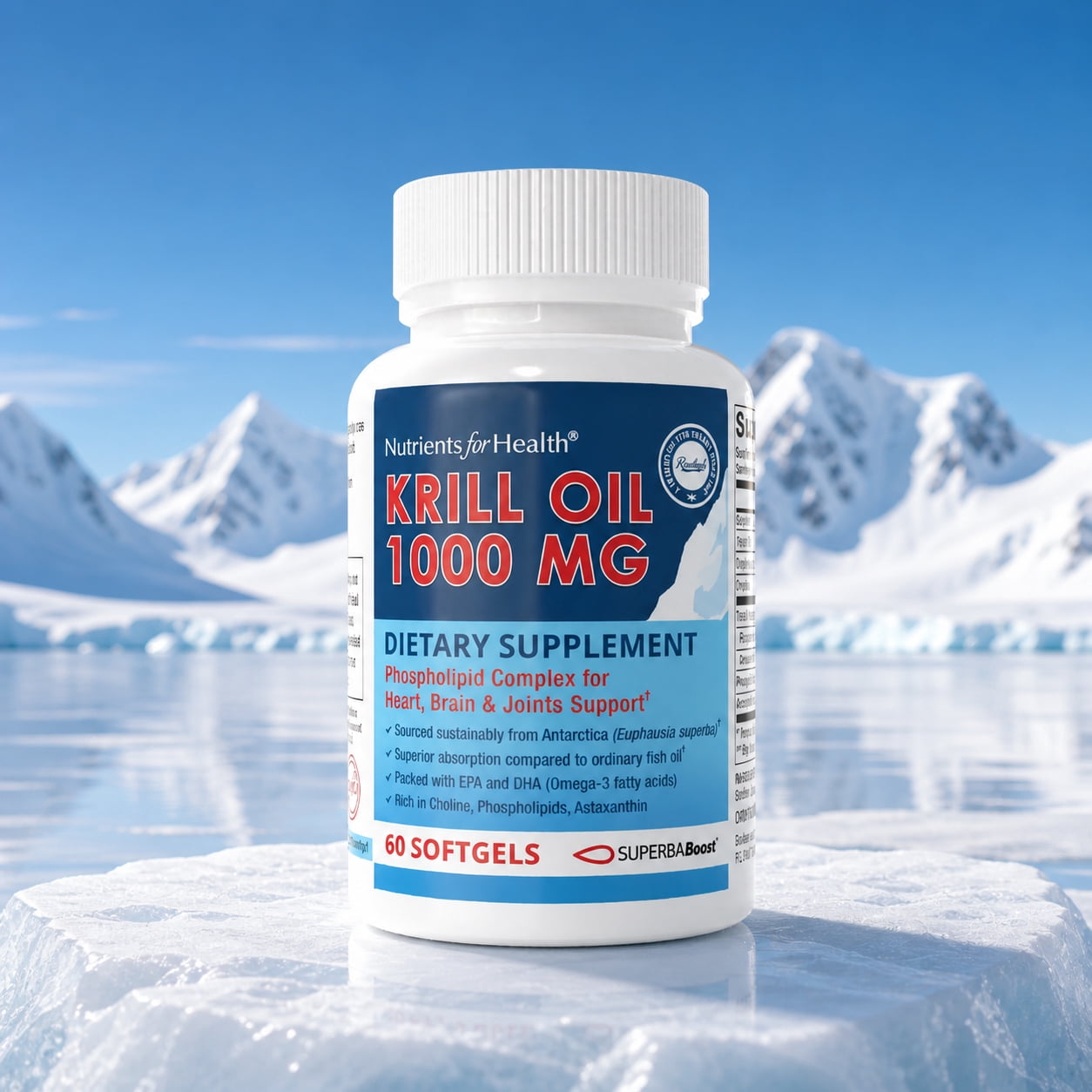 Rawleigh Superba Boost Krill Oil 1000 mg Softgels for Heart Brain & Joint Health, 60 Count