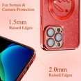 thumbnail image 4 of iPhone 13 Pro Max case, Compatible with MagSafe Luxury Glitter Bling Plating Love with Cute Heart Phone Case Full Camera Lens Protection Magnetic Case for Women Girls Back Cover(Red), 4 of 7