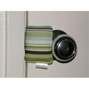 Cushy Closer 100-210 Door Cushion in Green Teal Blue Beige and Brown Stripes