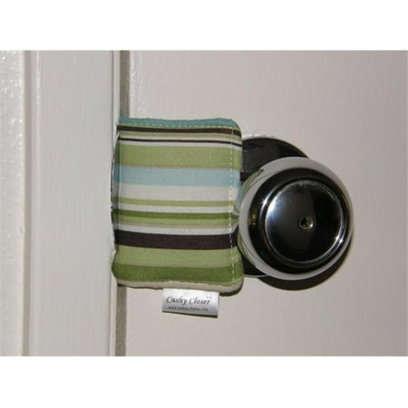 Cushy Closer 100-210 Door Cushion in Green Teal Blue Beige and Brown Stripes