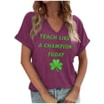 thumbnail image 3 of Levmjia Womens Tops St Patricks Day Printed T Shirt V Neck Short Sleeve Loose Fit Casual Comfortable Soft Breathable Graphic Tee Daily Wear, 3 of 4