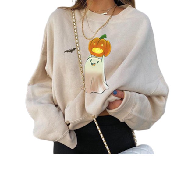 Sweat-shirts Graphiques Halloween pour Femmes Pulls à Manches Longues Casual Citrouille