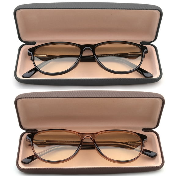 2 Pack Newbee Fashion - Blue Light Blocking Glasses, Computer Glasses Reduce Eyestrain, Butterfly Plastic Frame with Spring Hinge High Fashion Clear Lens Glasses for Women Black & Tortoise