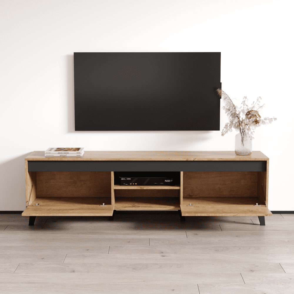 Nord II TV Stand for TVs up to 75", Mid-Century Modern Matte 67" Entertainment Center, TV Media Console with Storage Cabinets