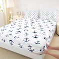 thumbnail image 4 of spefrowx Cartoon Anchor Queen Sheets for Kids, White Repeat Maritime Queen Sheet Sets, 4-Piece, 1 Flat Sheet, 1 Fitted Sheet and 2 Pillowcases, 4 of 5
