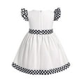 thumbnail image 2 of IBTOM CASTLE Infant Girl 1st 2nd Birthday Dress Race Car Driver Dress Flutter Sleeve Racer Fancy Dress up 9-12 Months White, 2 of 8