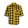 thumbnail image 6 of Lmueinov Mens Short Sleeve Button Down Shirts Plaid Business Casual 3/4 Length Sleeve Tops for Men Pocket Lightweight Summer Fall Daily Going Out Tops, 6 of 7