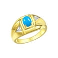 thumbnail image 3 of Rylos  Yellow Gold Plated Silver Classic 6X4MM Oval Turquoise & Sparkling Diamond Ring - Birthstone Jewelry for Men -Size 8, 3 of 7
