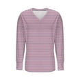 thumbnail image 4 of Plus Size Tops for Women Long Sleeve Plaid Print V Neck Lightweight Sweatshirt Side Split L-5X Loose Casual Shirts (2XL, Purple-Stripes), 4 of 4