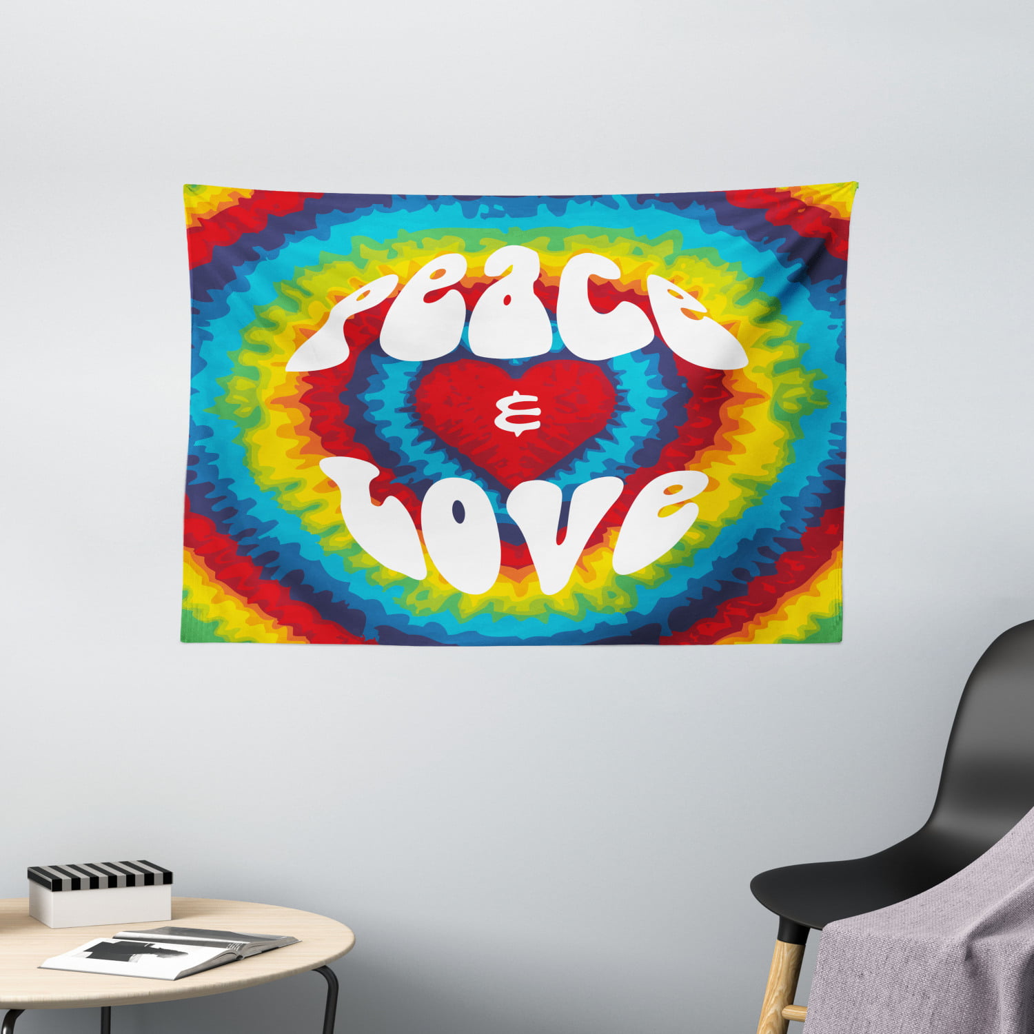 Small to Giant Sizes Printed in the USA Peace Sign Tapestry Wall Hanging Rainbow Hippie Flowers 70s Tapestries Dorm Room Bedroom Decor Art 