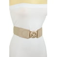 thumbnail image 3 of Women Beige Elastic Fashion Belt Gold Metal Flower Buckle S M, 3 of 14