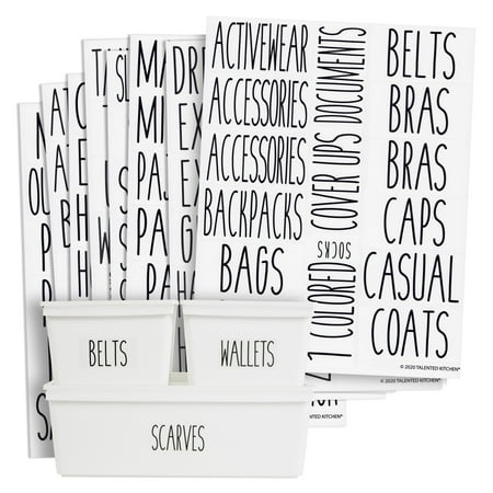 UPC: 0194425575240 | Talented Kitchen 133 Closet Labels for Bins and Baskets Preprinted Water Resistant Stickers for Organizing Clothing and Storage Containers (All Caps)