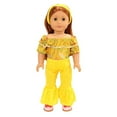 thumbnail image 4 of AmaMary 18-Inch Doll Summer Outfit for American Girls & Boys Yellow Flared Pants One Shoulder, 4 of 5