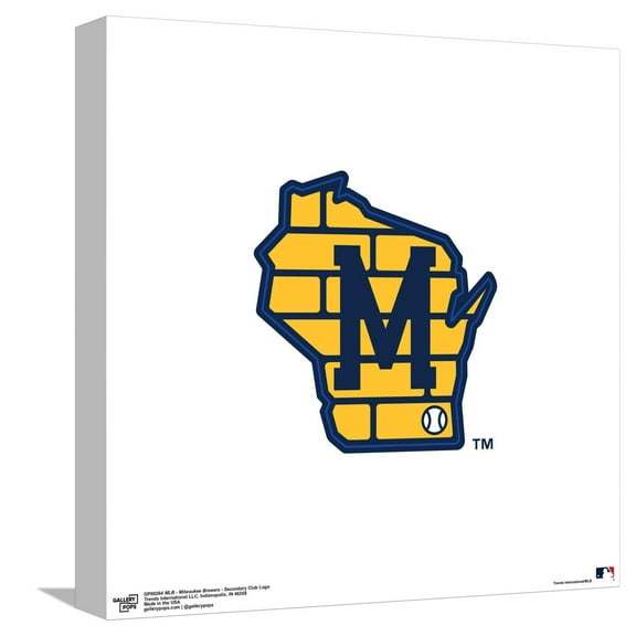 Gallery Pops MLB Milwaukee Brewers - Secondary Club Logo Canvas Wall Art, Unframed Version, 12" x 12"