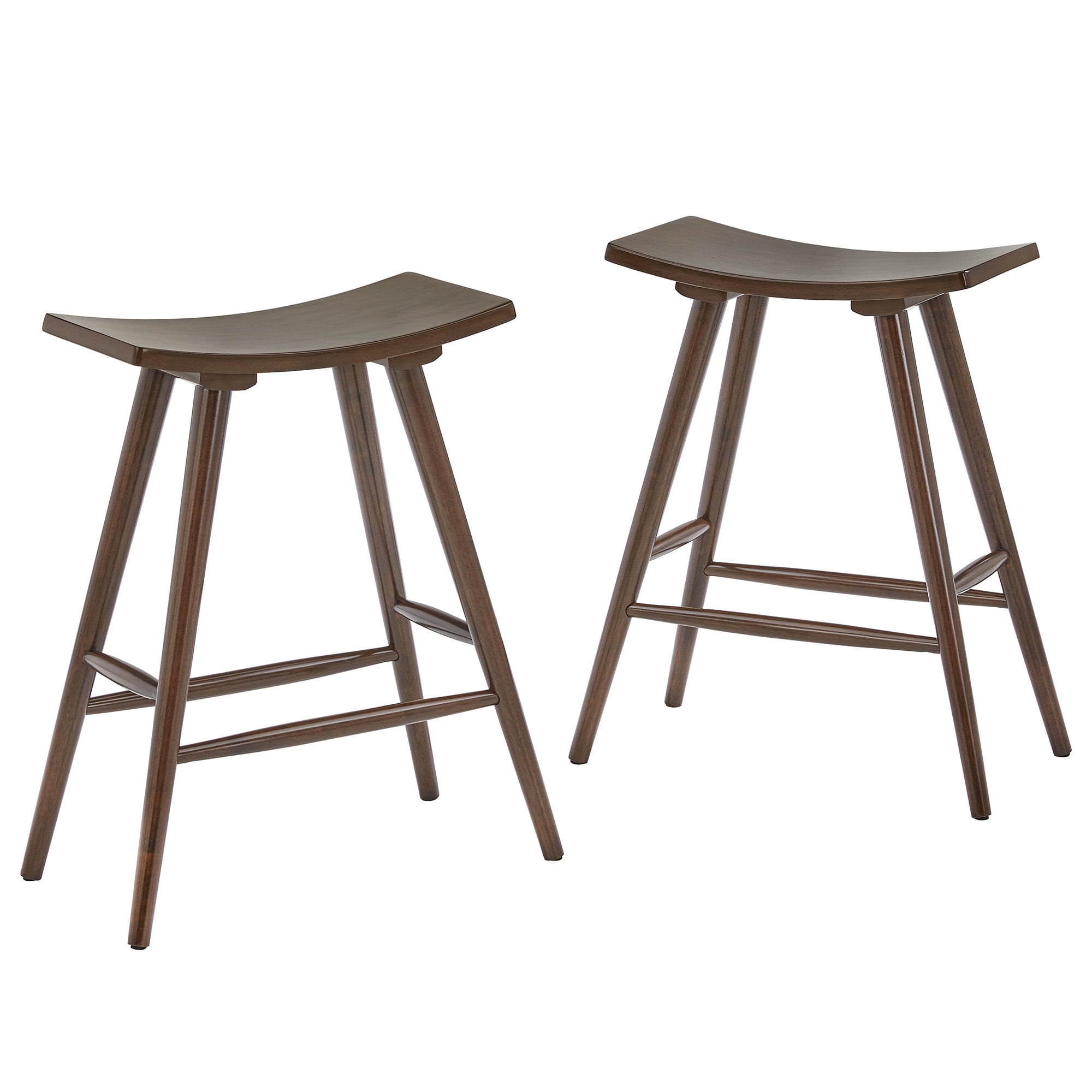 Weston Home Danville Solid Wood 24" Counter Stool, Set of 2, Dark Walnut Finish