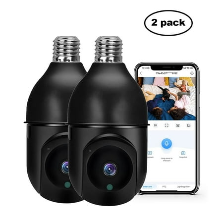 

Security Cameras Wireless Outdoor Gnobogi New E27 Bulb Camera 1080p Mobile Phone Wireless WiFi Network Home Camera 360 ° Infrared Night Vision Mobile Monitoring Monitor Two-way Voice Call 2pcs
