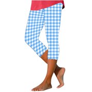 KIHOUT Women High Waisted Seamless Fashion Printing Stretch Yoga Running Sports Leggings Casual Capris Pants