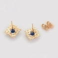 thumbnail image 4 of Aretes Dama Rombo Cristales Swarovski y Zafiro Oro 18K Lam dorado Unitalla, 4 of 7