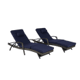 thumbnail image 6 of Jopath Set of 2 Outdoor Wicker Long Reclining Chair with Cushions, Wicker Reclining Lounge Chair Lawn Sunbathing Chairs Recliner up to 150° for Beach Poolside Garden Dark Blue, 6 of 9