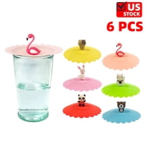 Cute Animal Silicon Cup Lids, Anti-Dust Airtight Mug Covers for Hot and Cold Beverages (Set of 6)
