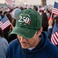 thumbnail image 2 of LNZGNM Unisex 250th Anniversary USA Hat Washed Distressed Baseball Hat Adjustable Trucker Hat Vintage Memorial Day Dad Hats,Green, 2 of 5