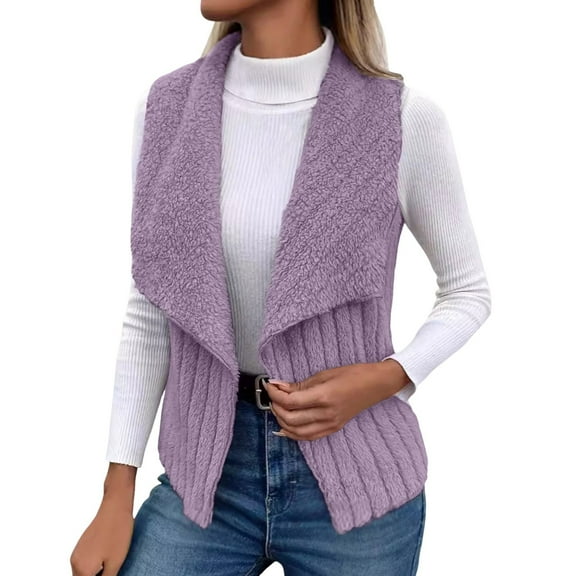 HJYCHN 2049 Women's Fall Winter Cardigan Long Sleeve Casual Solid Color Coat with Front Pocket Design Warm Wear Purple XL