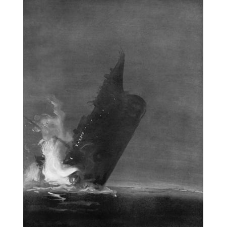 Titanic Sinking 1912 Nthe Sinking Of The Titanic On The Night Of 14 15 April 1912 Contemporary English Drawing Rolled Canvas Art 24 X 36
