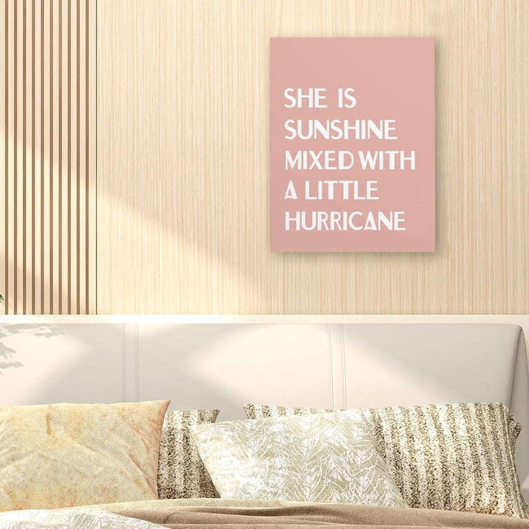 Girls Bohemian Room Decor Framed Canvas Wall Art | "She Is Sunshine Mixed With A Little Hurricane" 11x14 Inches, Nursery & Girly Room Decor