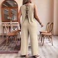 thumbnail image 4 of AURA Plus Size 2 Piece Outfit Sleeveless Tie Vest Wide Leg Pants Set Casual Summer Suit Khaki Elegant Matching Set, 4 of 6