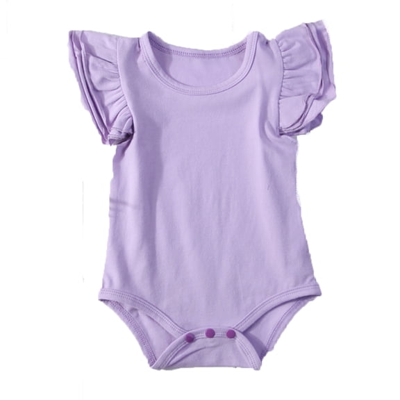 Newborn Infant Baby Girls Solid Ruffle Sleeveless Bodysuit Romper Outfits