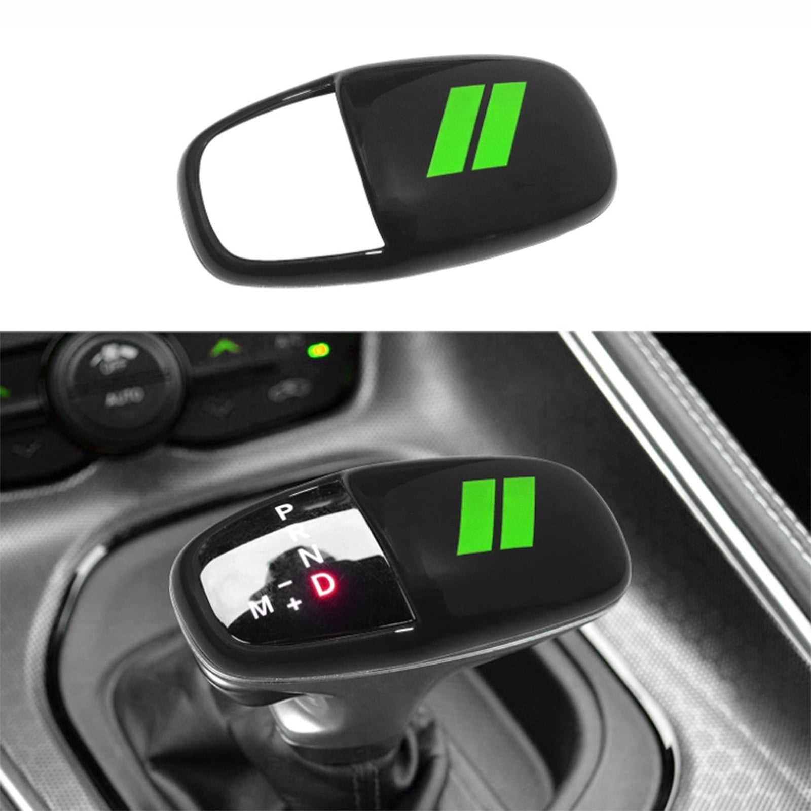 Gear Shift Knob Head Cover Trim For Dodge Challenger Charger Interior Decoration Accessories 2015-2024 / Durango 2016-20243 ABS -Challenger War Horse-Shift knob(all inclusive)-Black green label